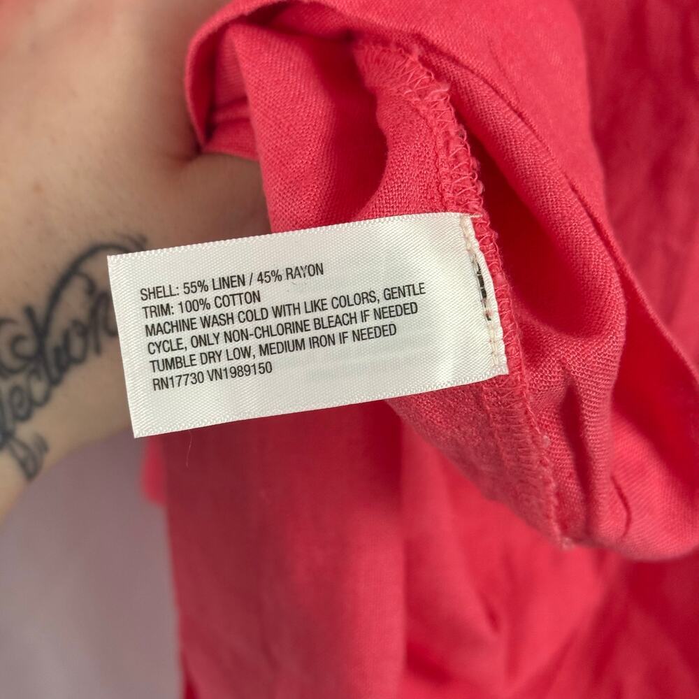 A New Day Cotton Linen Blend Pink High Neck A Line Mini Shift Dress NWT Size XXL - Picture 12 of 13
